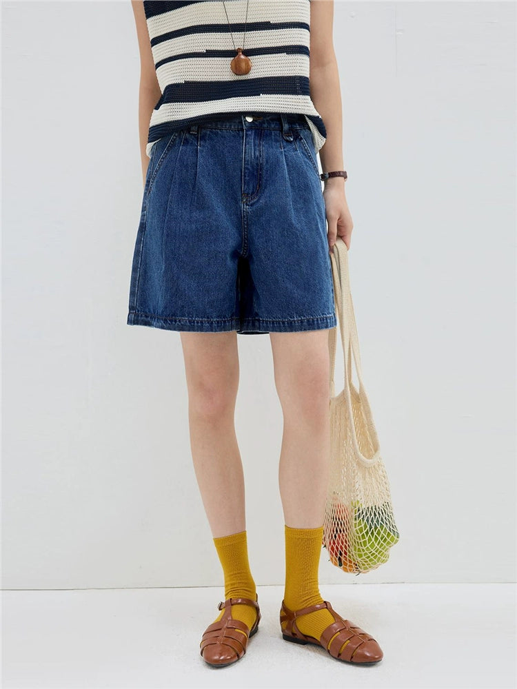 Giordano Embroidered Semi-elastic Waist Wide-leg Shorts