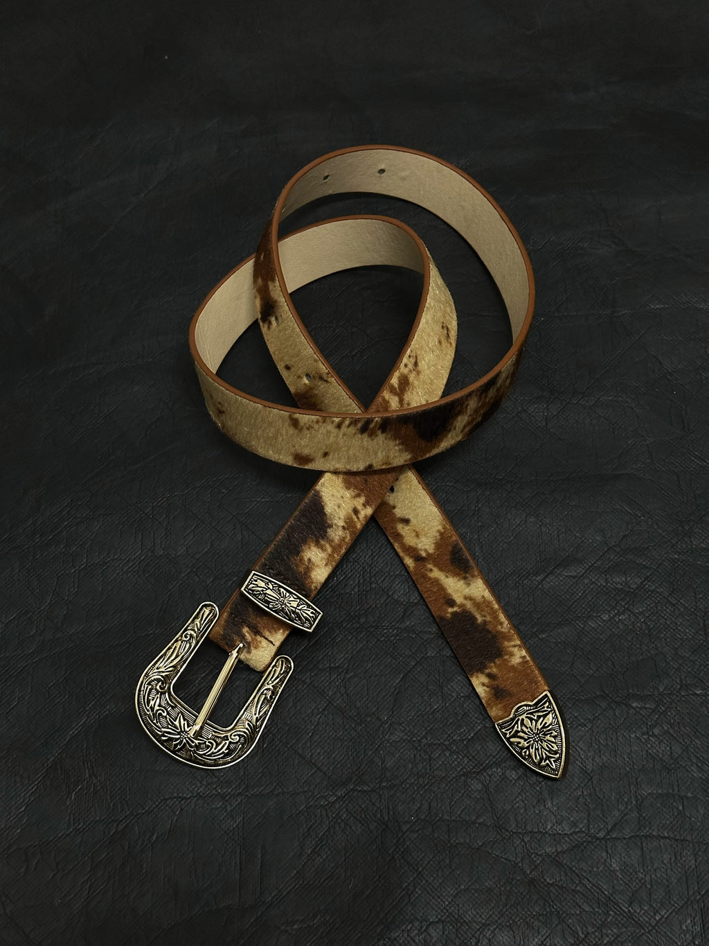 DPOL Cow Pattern Belt Maillard Couple Belt