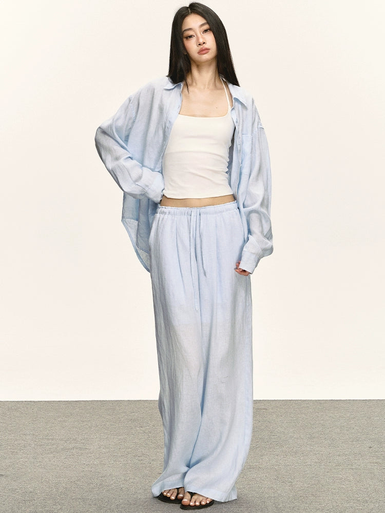 Anna Aneae Sunscreen Shirt Jacket Wide-leg Pants Two-piece Set