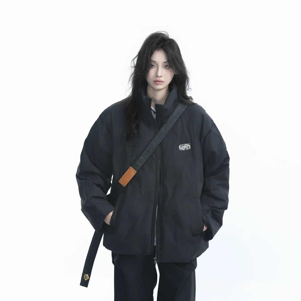 Zuocisankon Neutral Wind Stand-up Collar Thickened Cold-proof Jacket