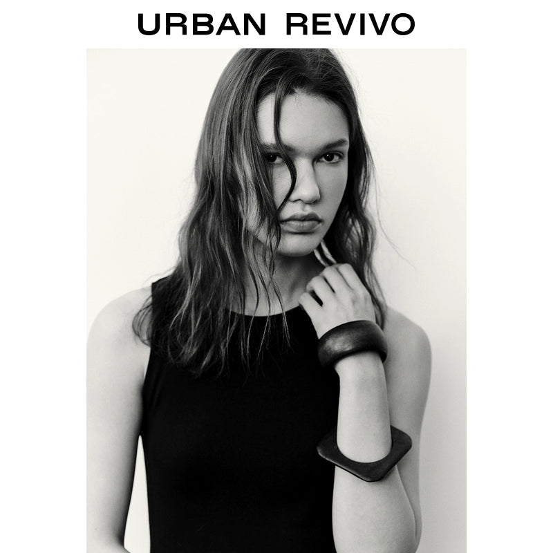 URBAN REVIVO Wave Style Casual Slim Sleeveless Dress