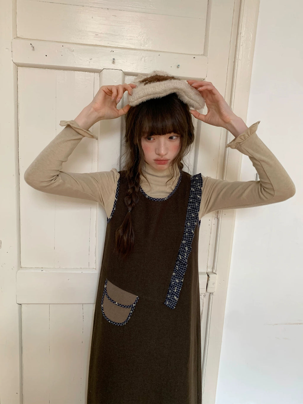 Kano Floral Checked Lace Pouch Vest Skirt