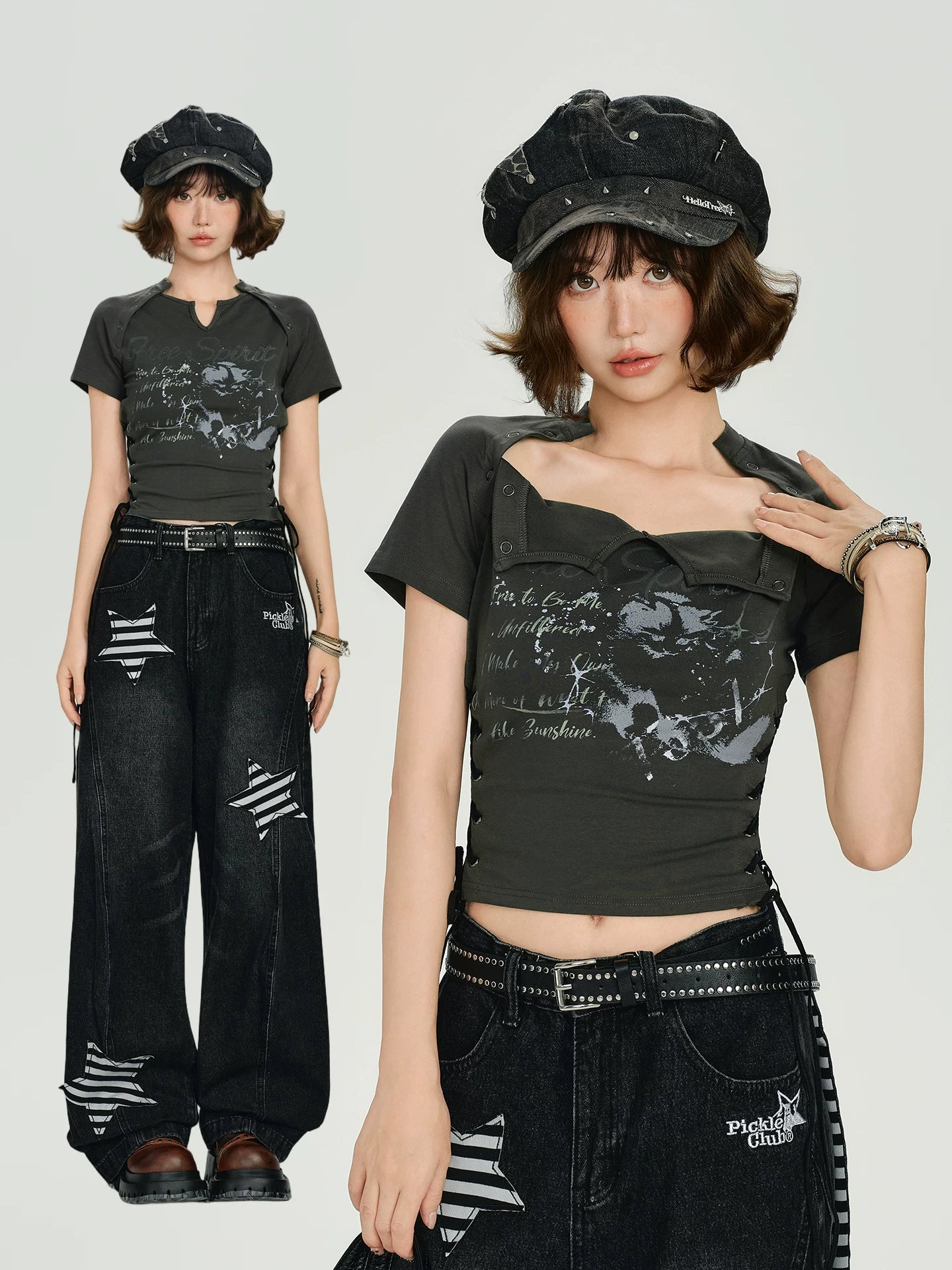 Girlyhalo Casual Slim Short Tee