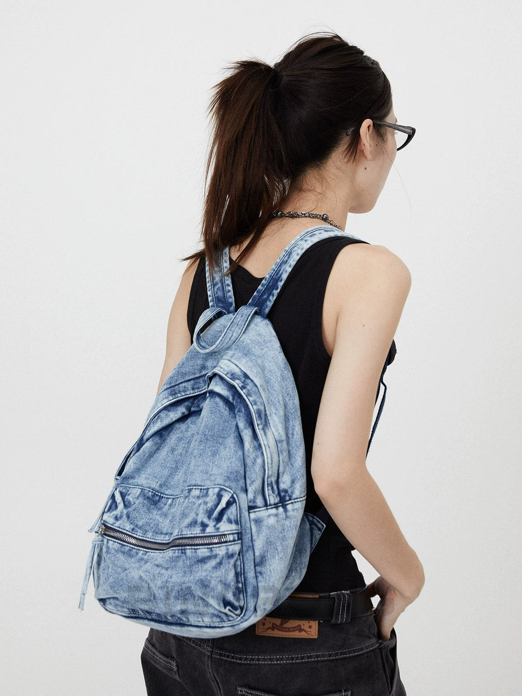 BINGBONG Wash Denim Blue Backpack Spice Girls Canvas Backpack