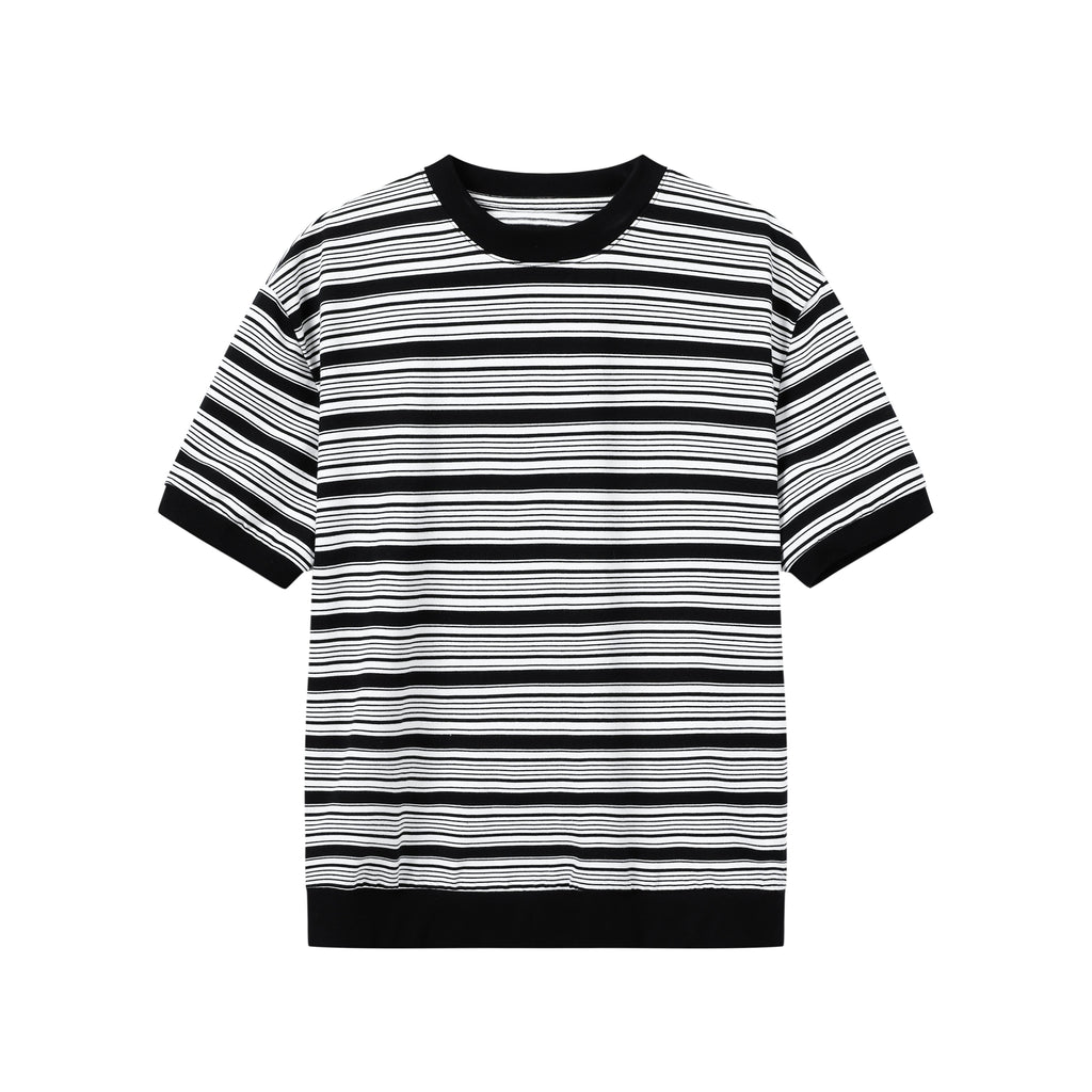 MANUSCRIPT Front Shoulder Striped Slim Tee