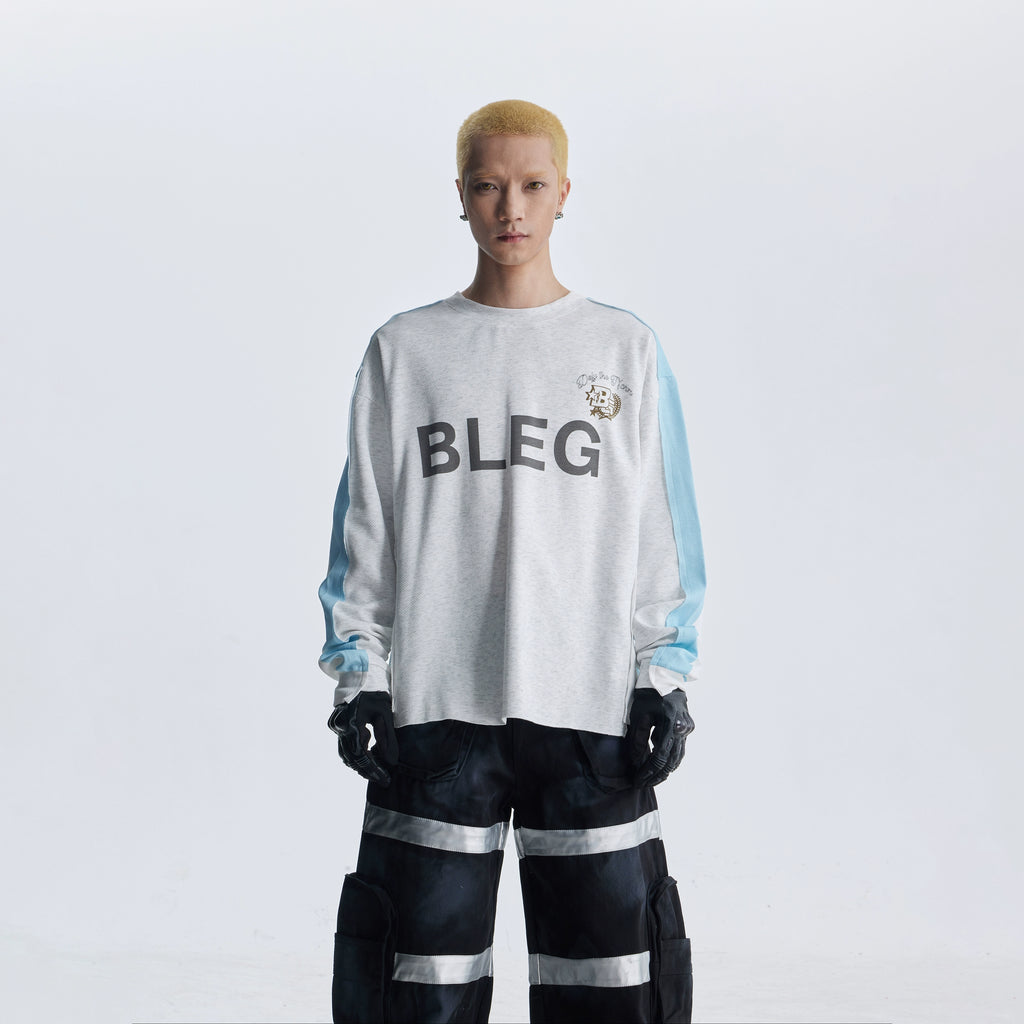 NOMANIAI Sports Wind Splicing Contrasting Color Crew Neck Sweater