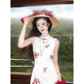 ZIHE Floral Embroidered Cheongsam Slim Dress