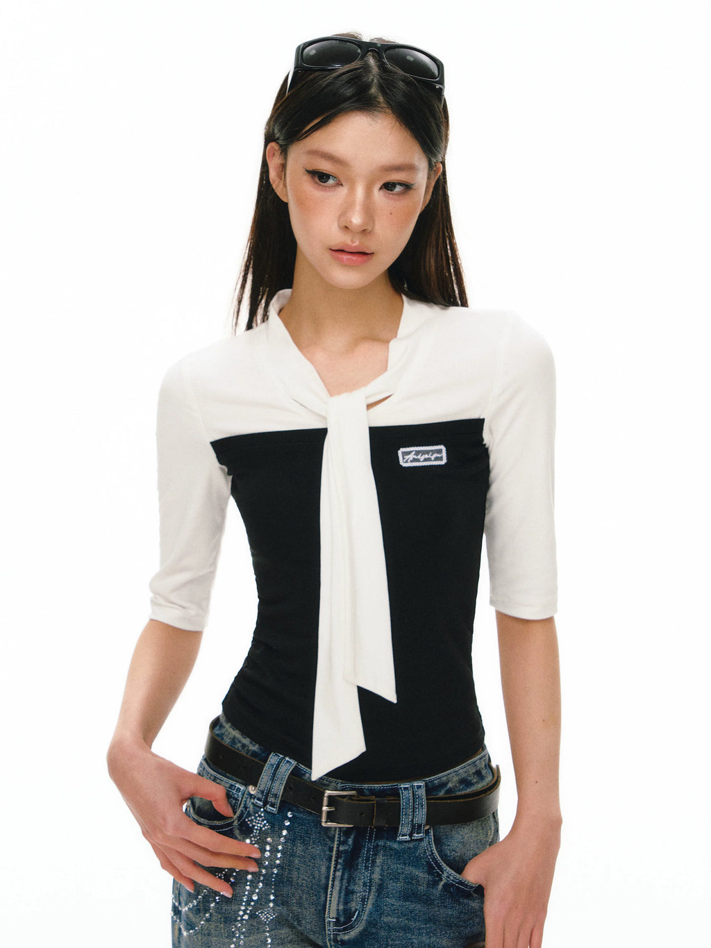 Ariseism Retro Splicing Slim Versatile Tee