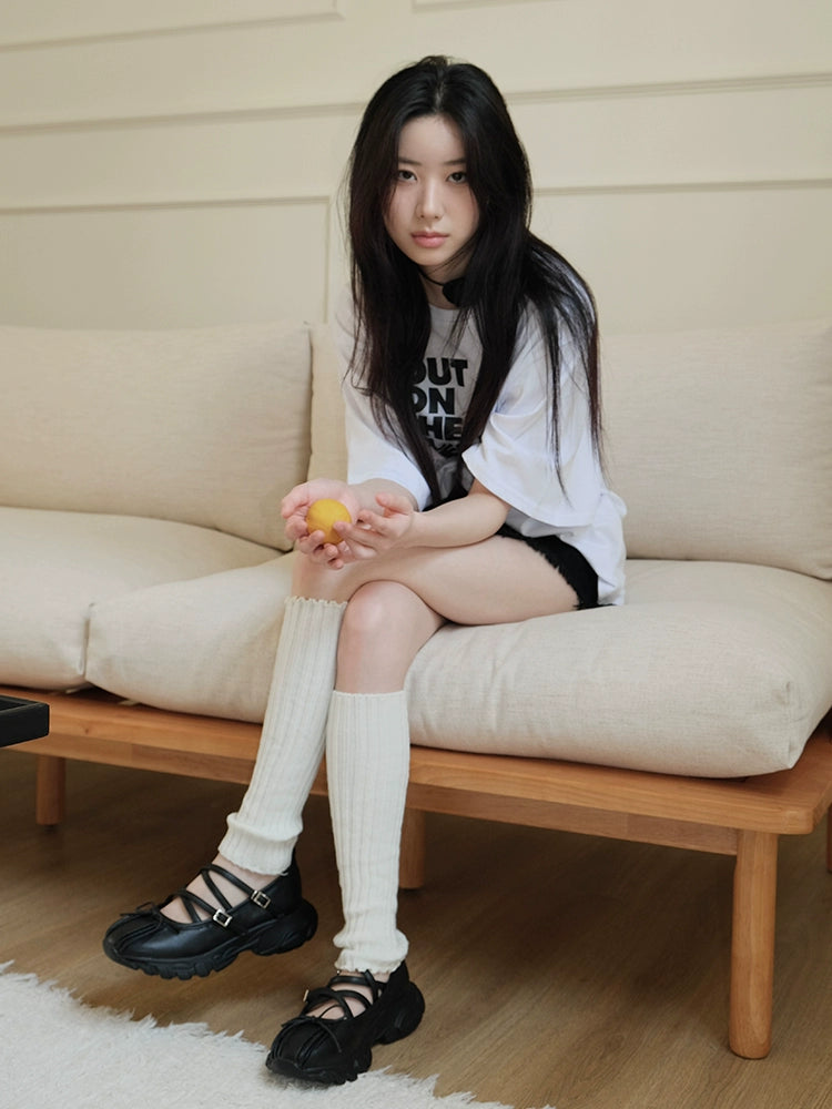 Mooreyu Round Head Sports Shallow Mouth Single Shoes Leather Shoes