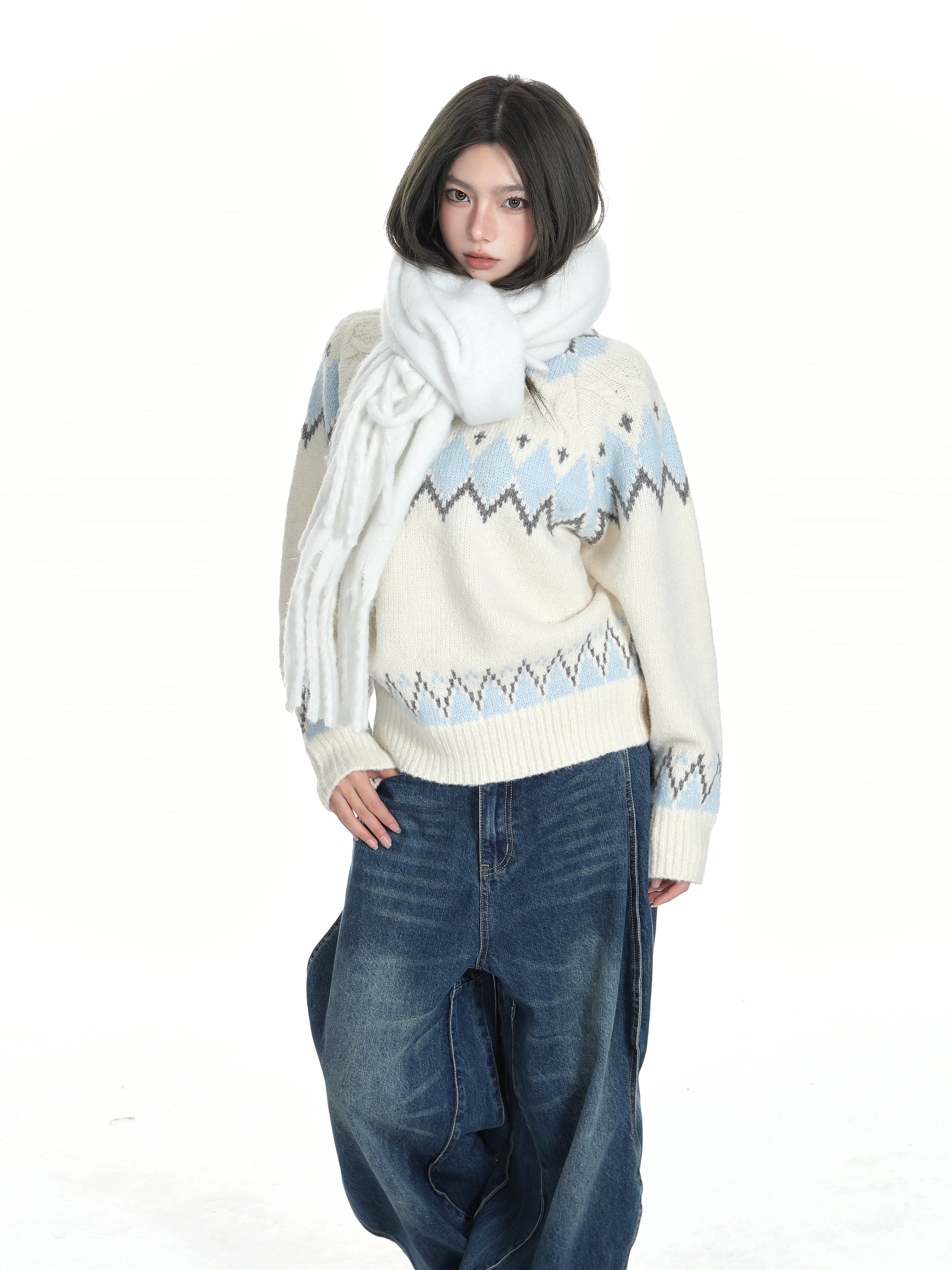 KDASE Retro Lazy Soft Waxy Oversized Knitted Sweater
