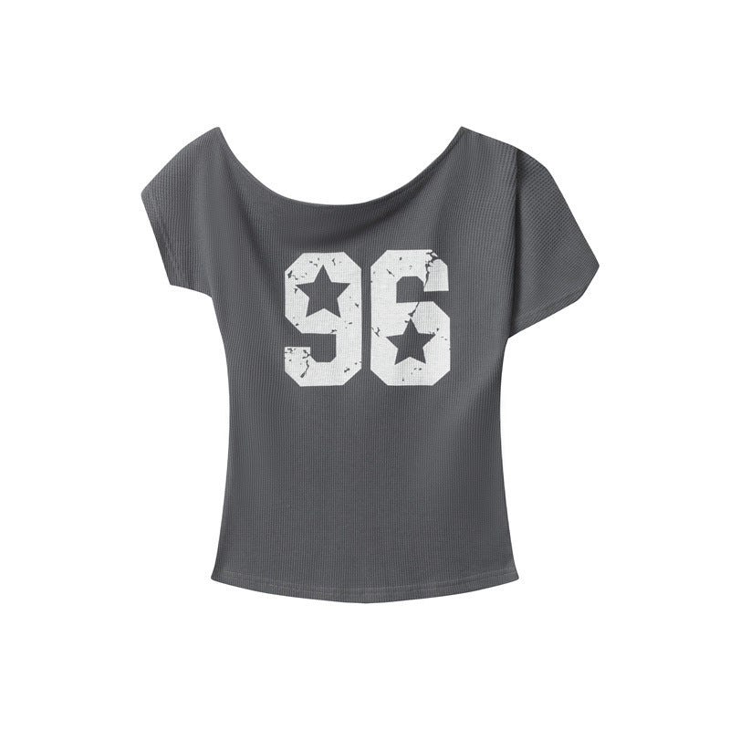 Nariele Slanted Collar Print Design Hottie Tee