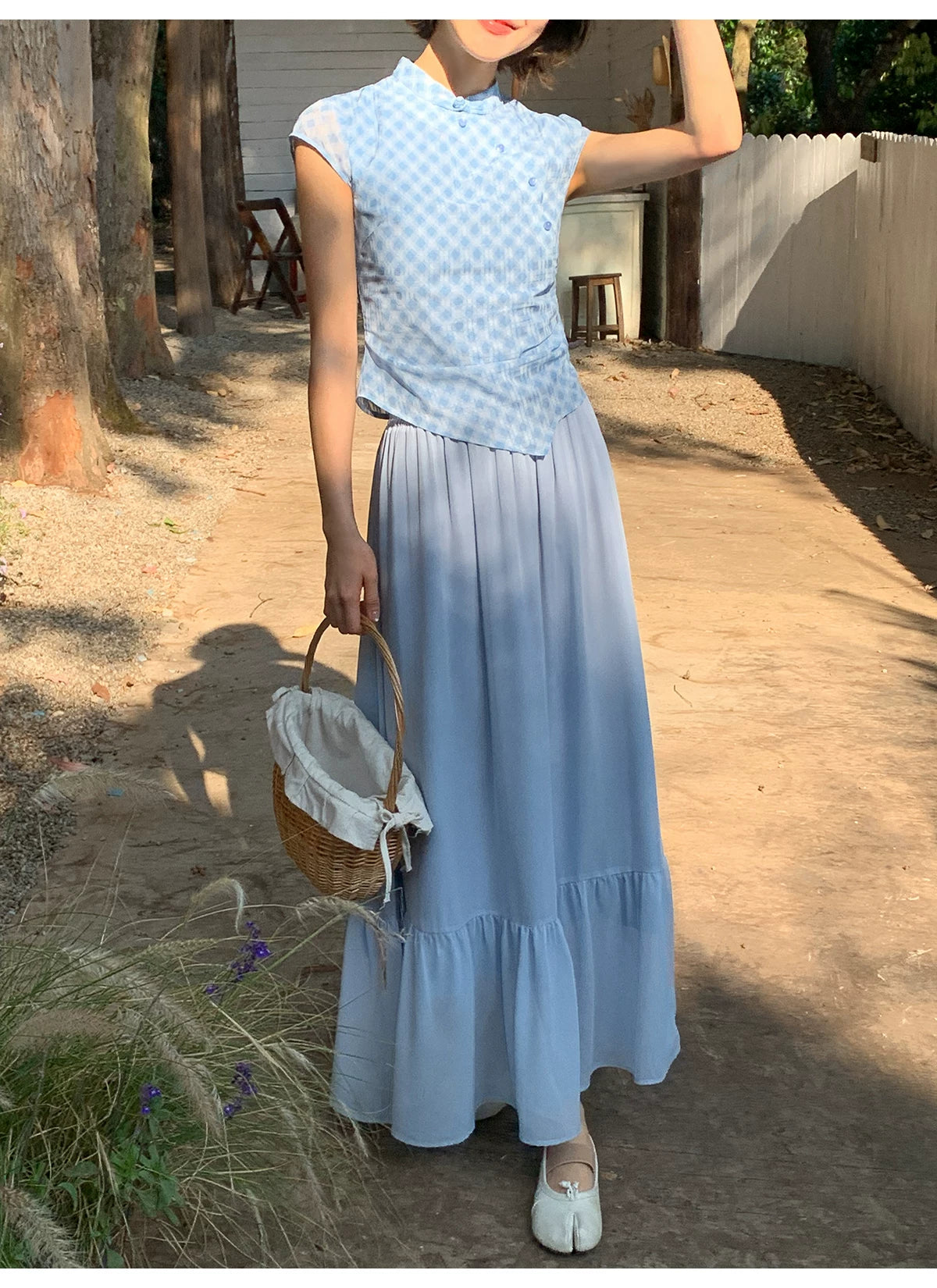 KANO Plaid Shirt Skirt Set