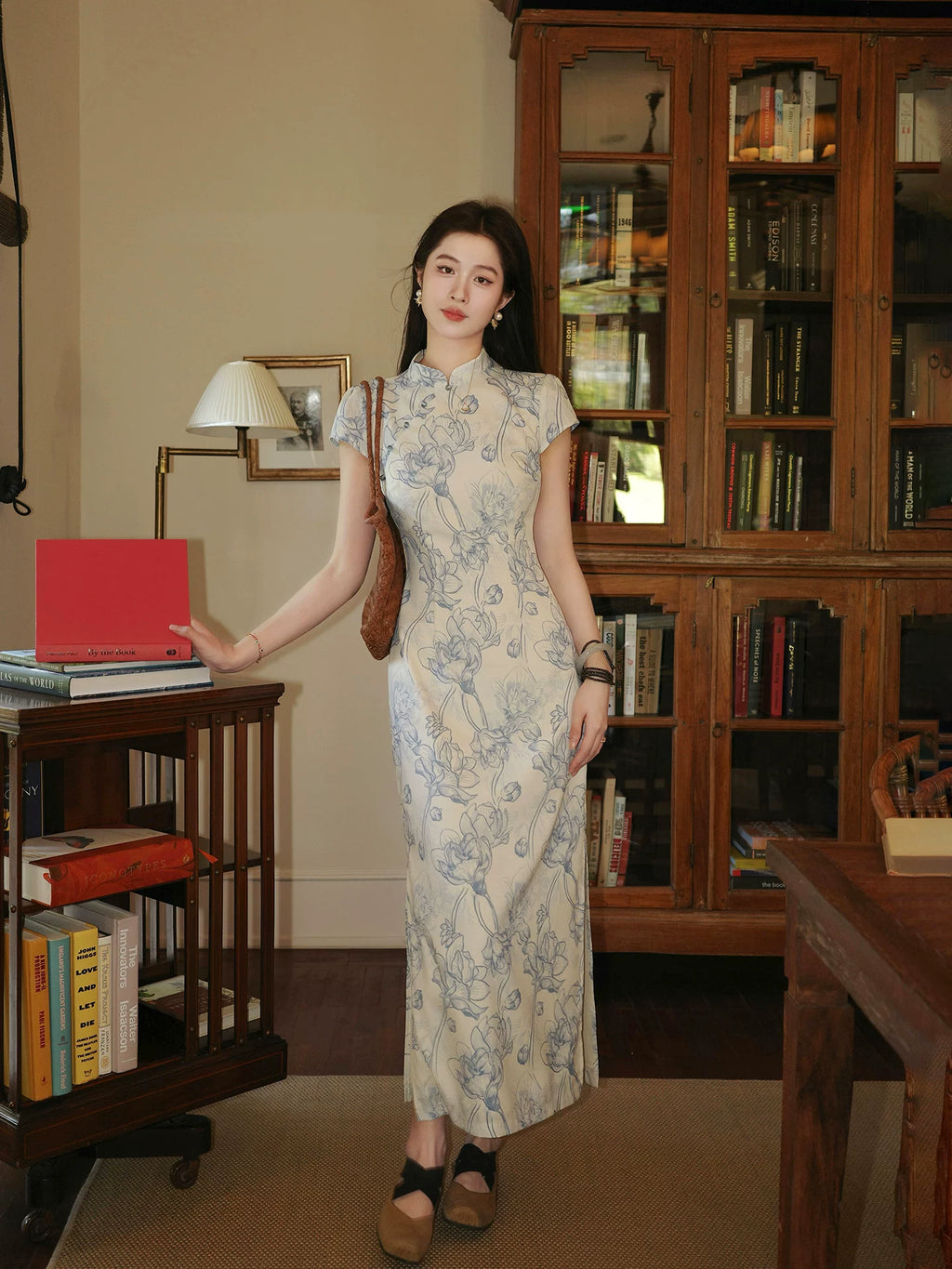 ZIHE Floral Waist Low Slit Dress