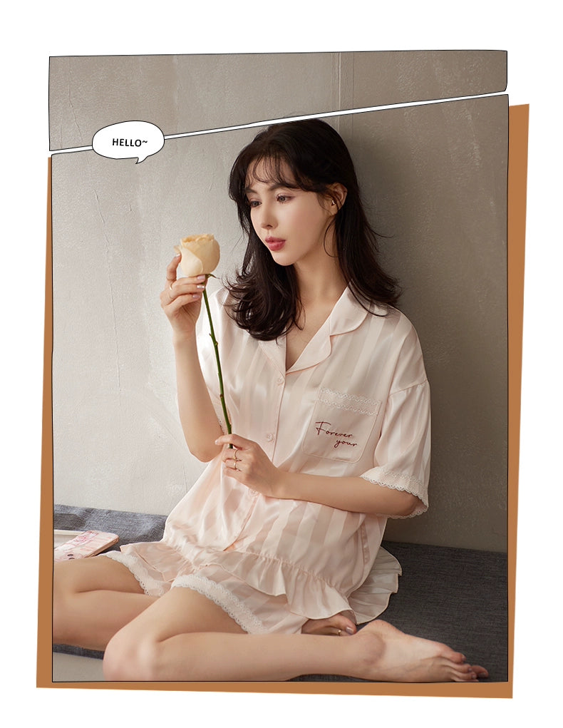 Urban Butterfly Ice Silk High-end Cute Loungewear Set