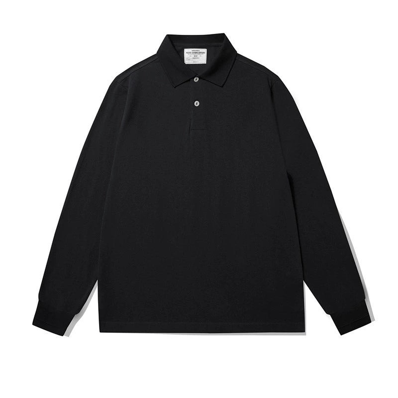 PrintAce Vintage Loose Lapel Long Sleeve POLO Shirt