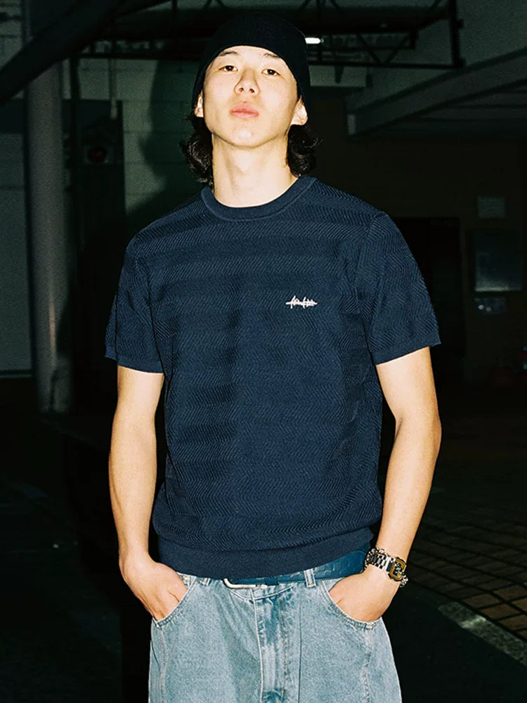 MindError Embroidery Logo Wavy Knit Tee