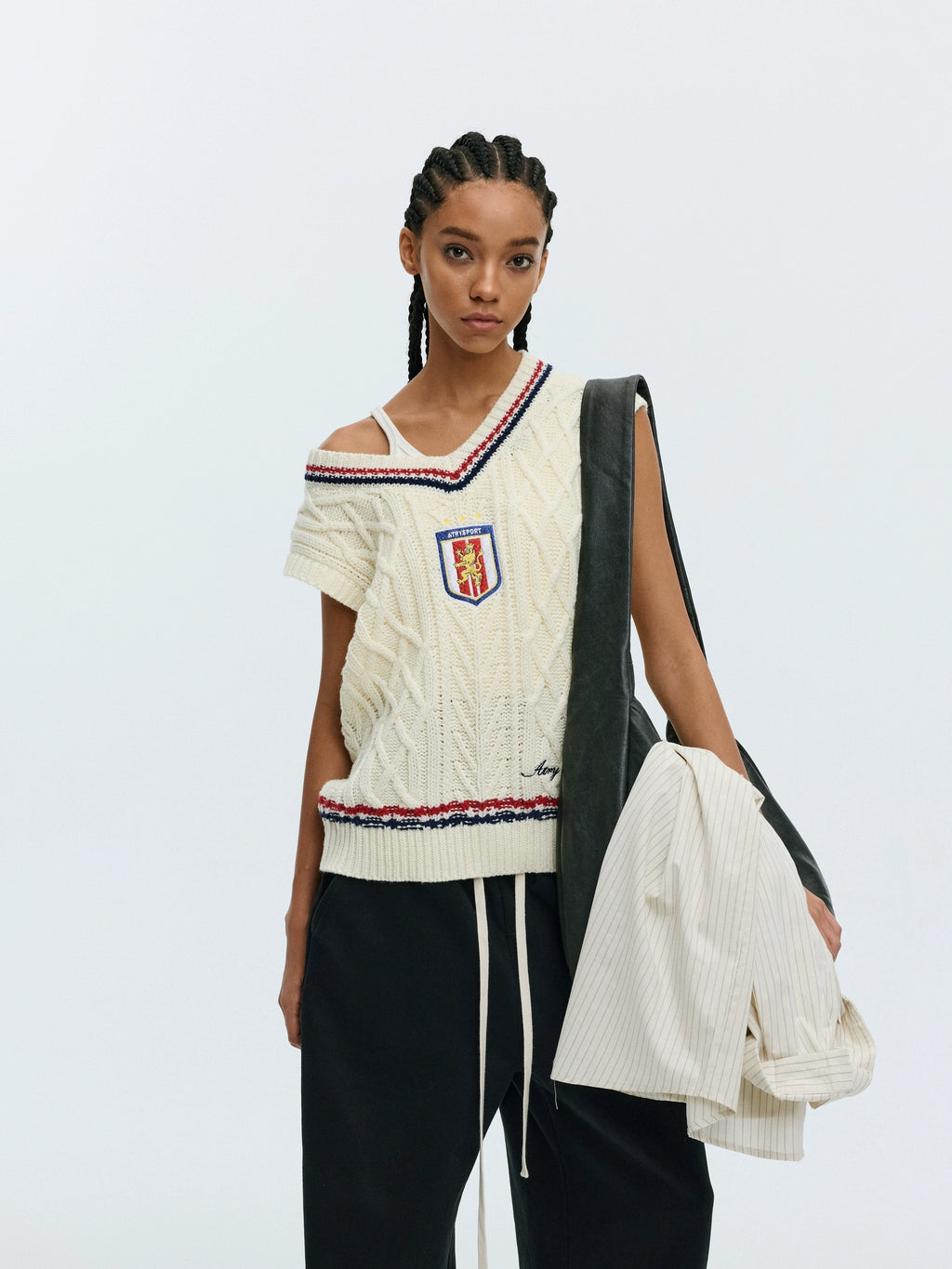 ATRY Badge Embroidered Contrasting Sweater Vest