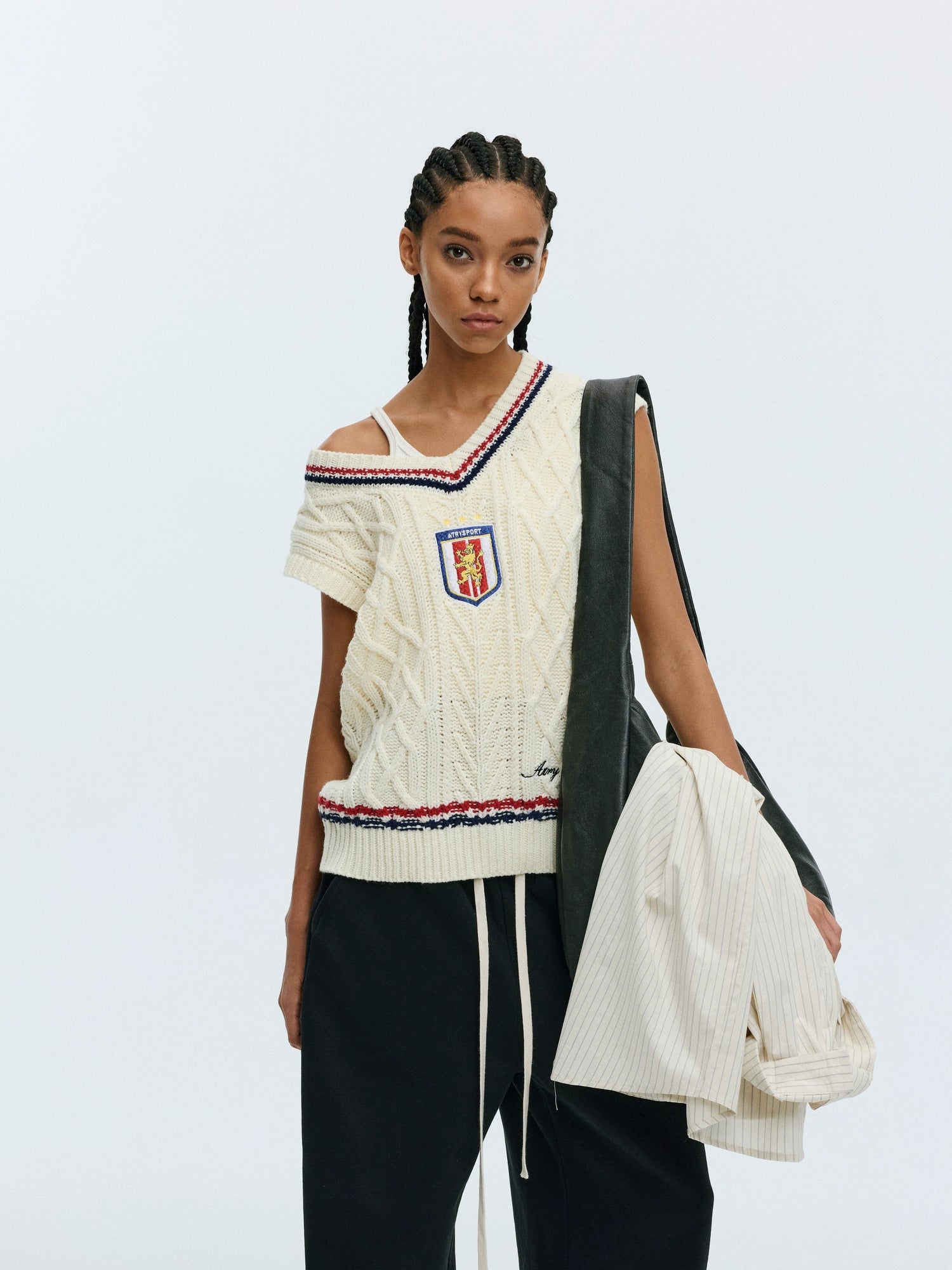 ATRY Badge Embroidered Contrasting Sweater Vest