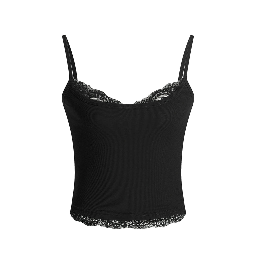 MADWITCH Fake Two-piece Lace-edged Sling Vest