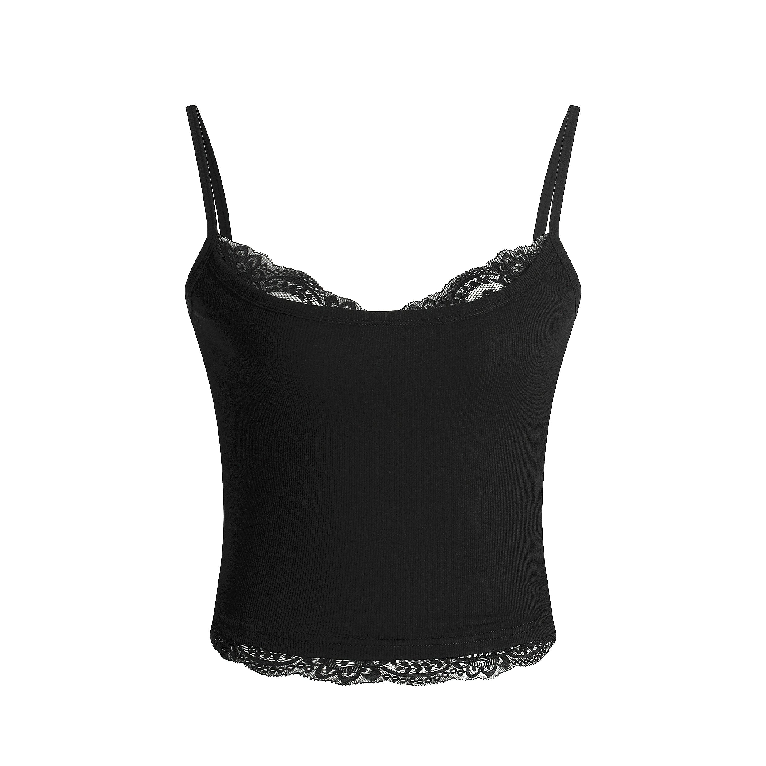 MADWITCH Fake Two-piece Lace-edged Sling Vest