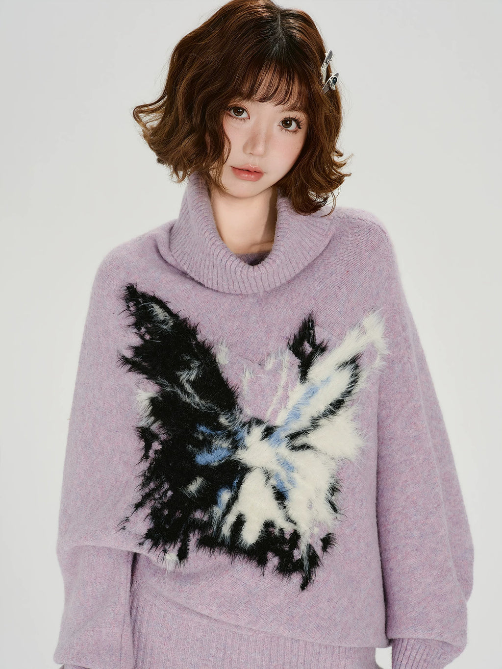 Girlyhalo Vintage Jacquard Turtleneck Knitted Sweater