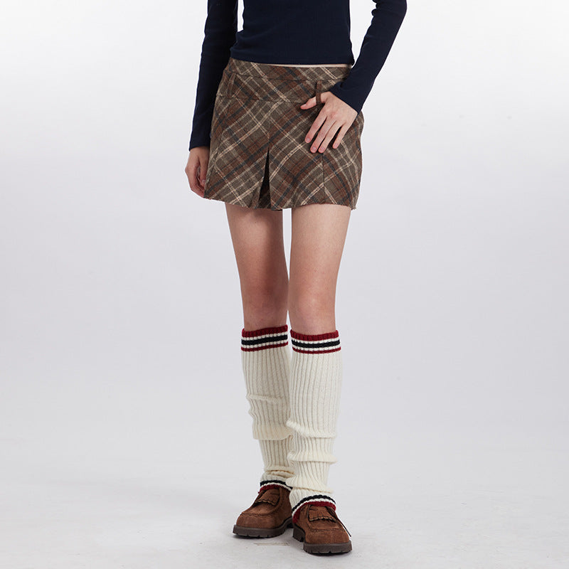 Nariele Retro Plaid Slim Hip-wrapped Skirt