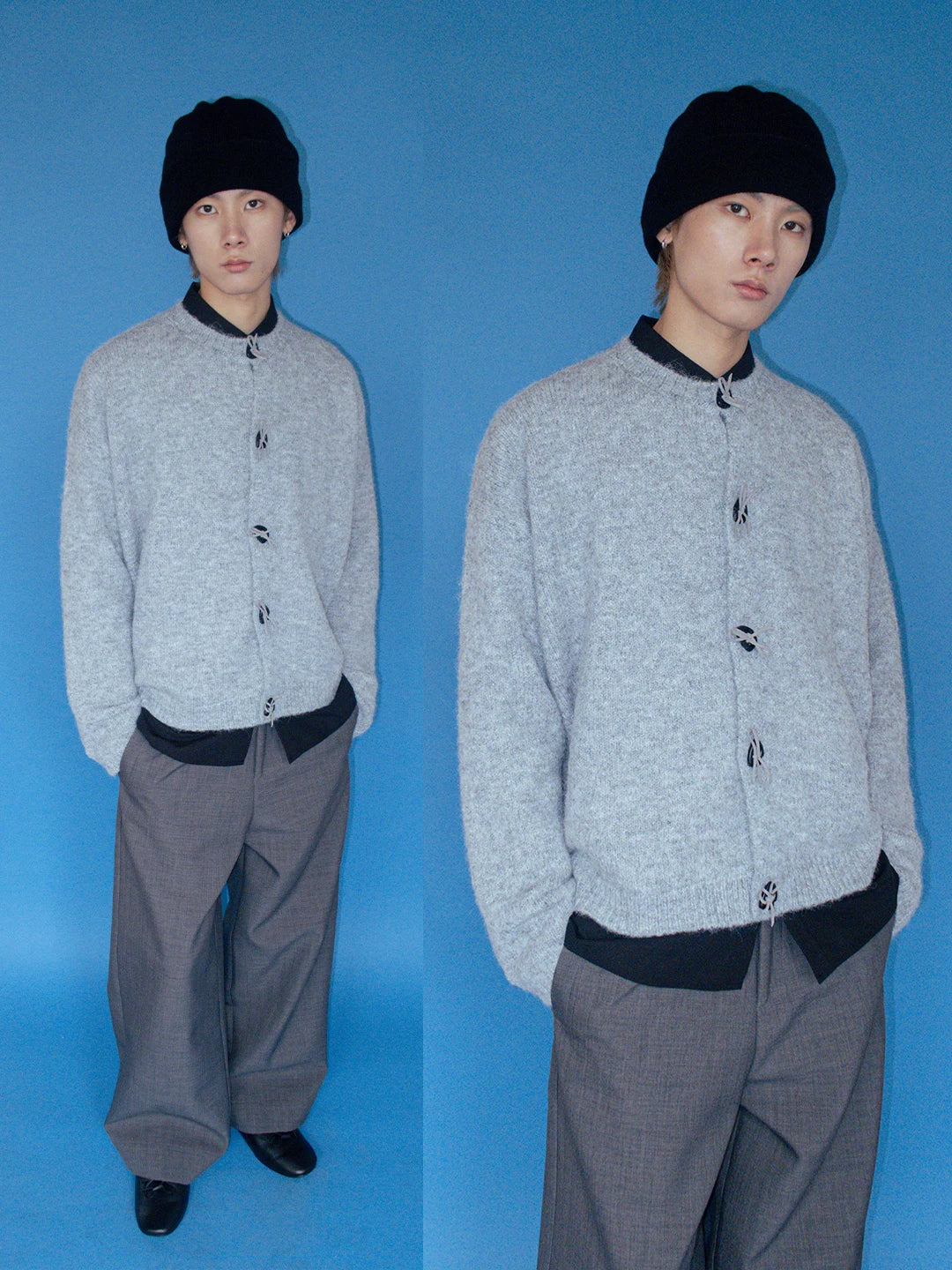 FUNKYFUN Hand-knitted Bow-knitted Loose-fitting Cardigan