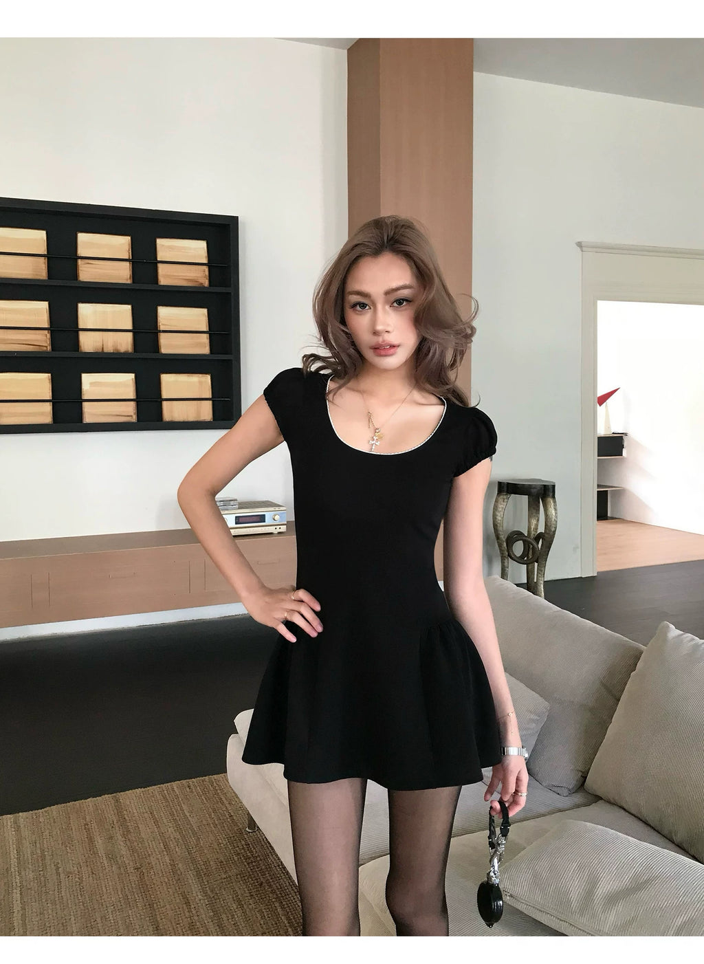 Audwyn Big U-neck Waist Dress