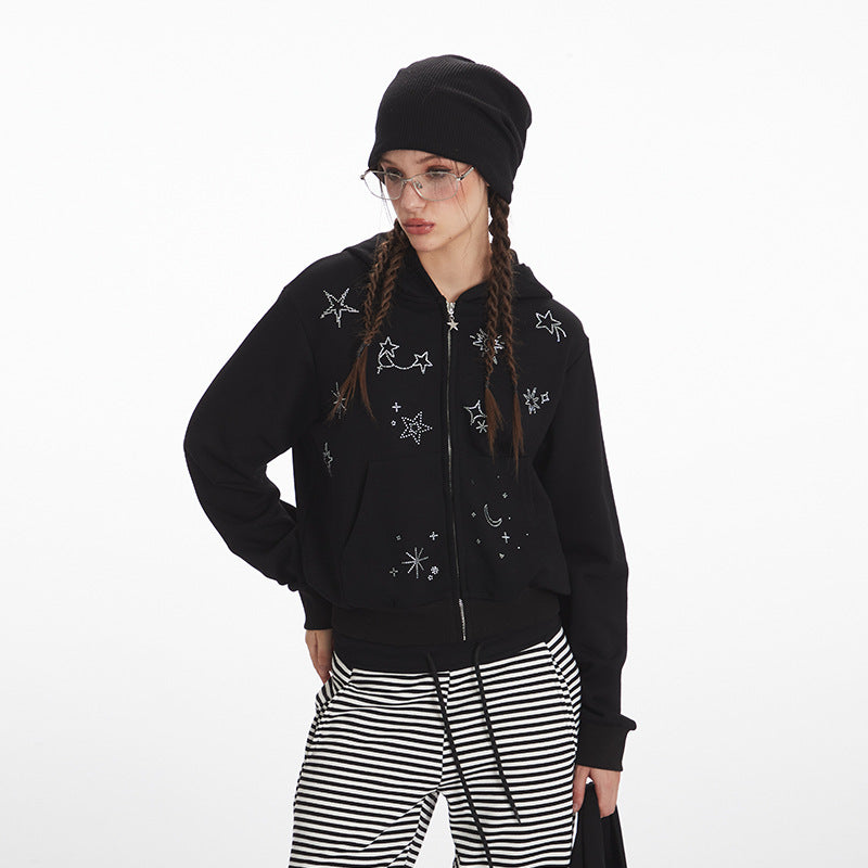 Nariele Hot Diamond Cardigan Zip Hooded Sweater