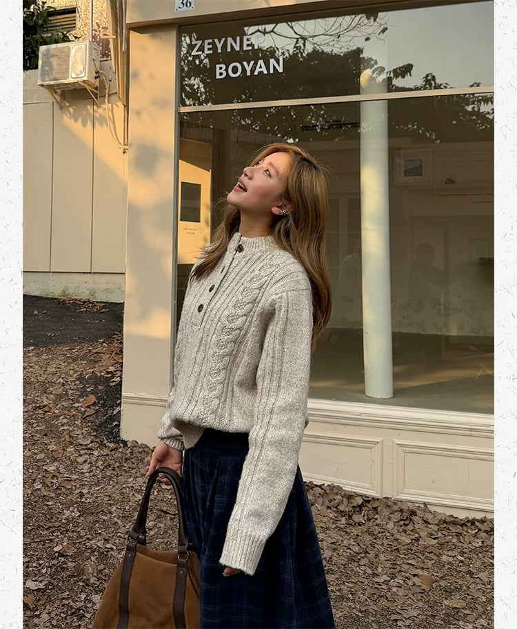 CCYE Twist Henry Collar Lazy Sweater