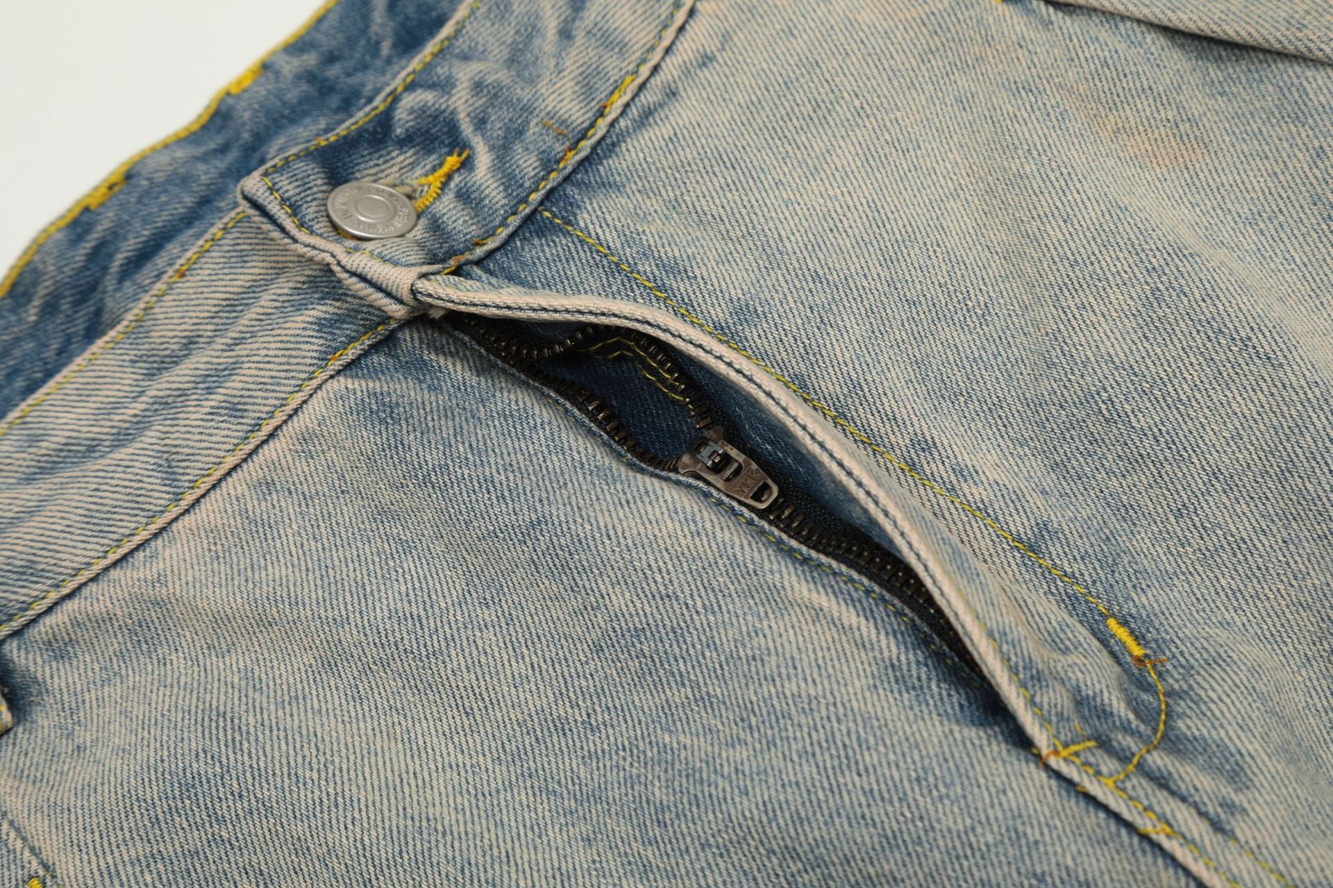 11KN retro washed old jeans pleated loose wide-leg trousers