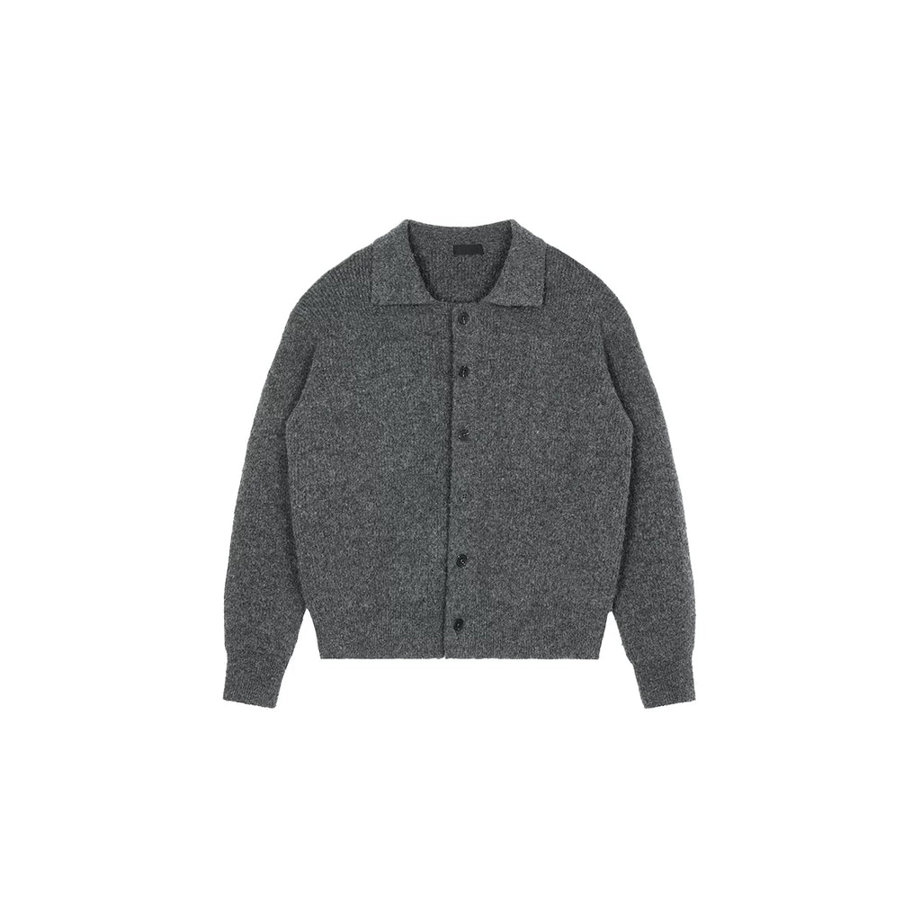 PLUS NO LOGO Thickened Lapel Short Sweater Cardigan