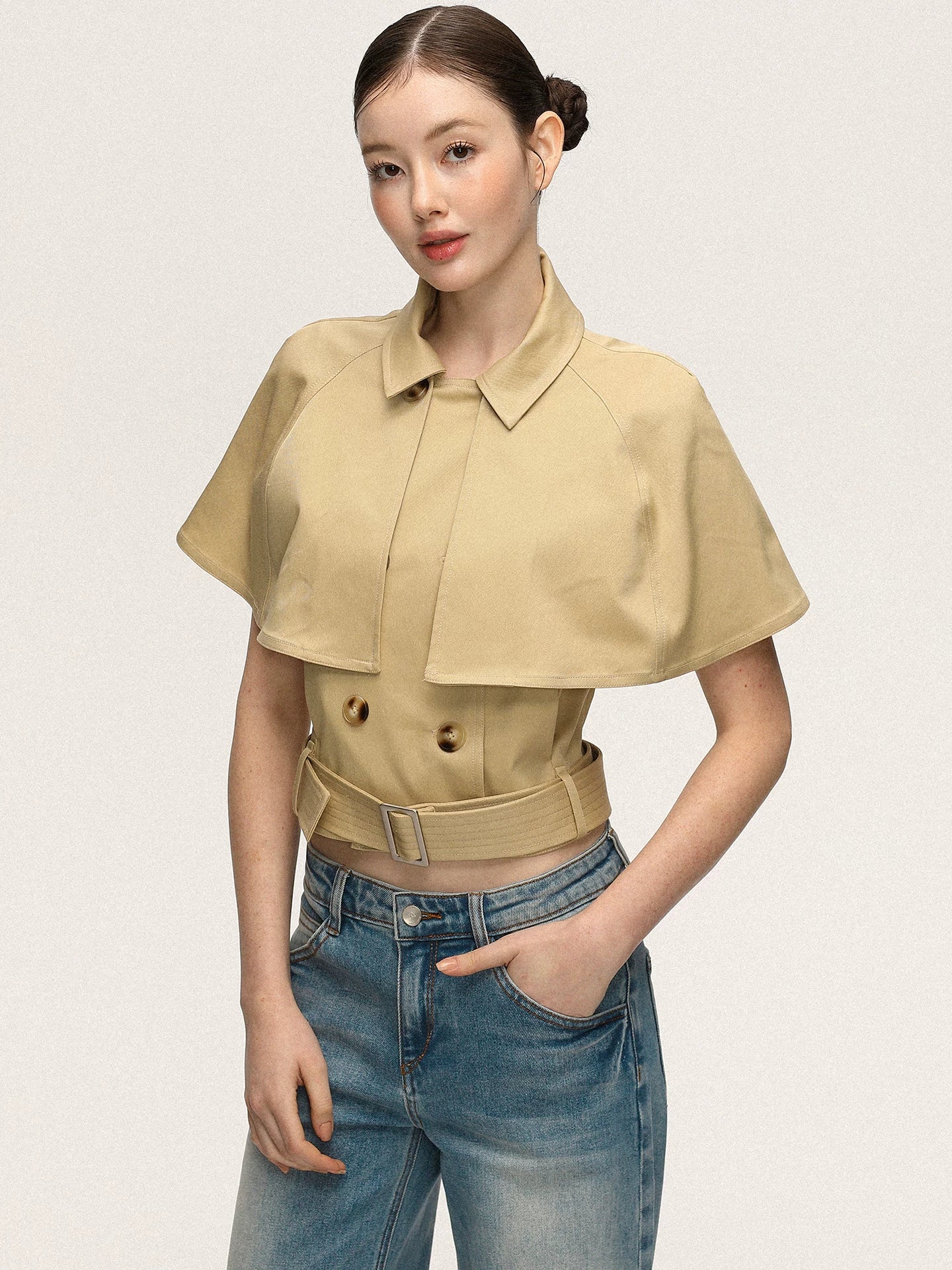 Anna Aneae Removable Cape Slim Slim Tee