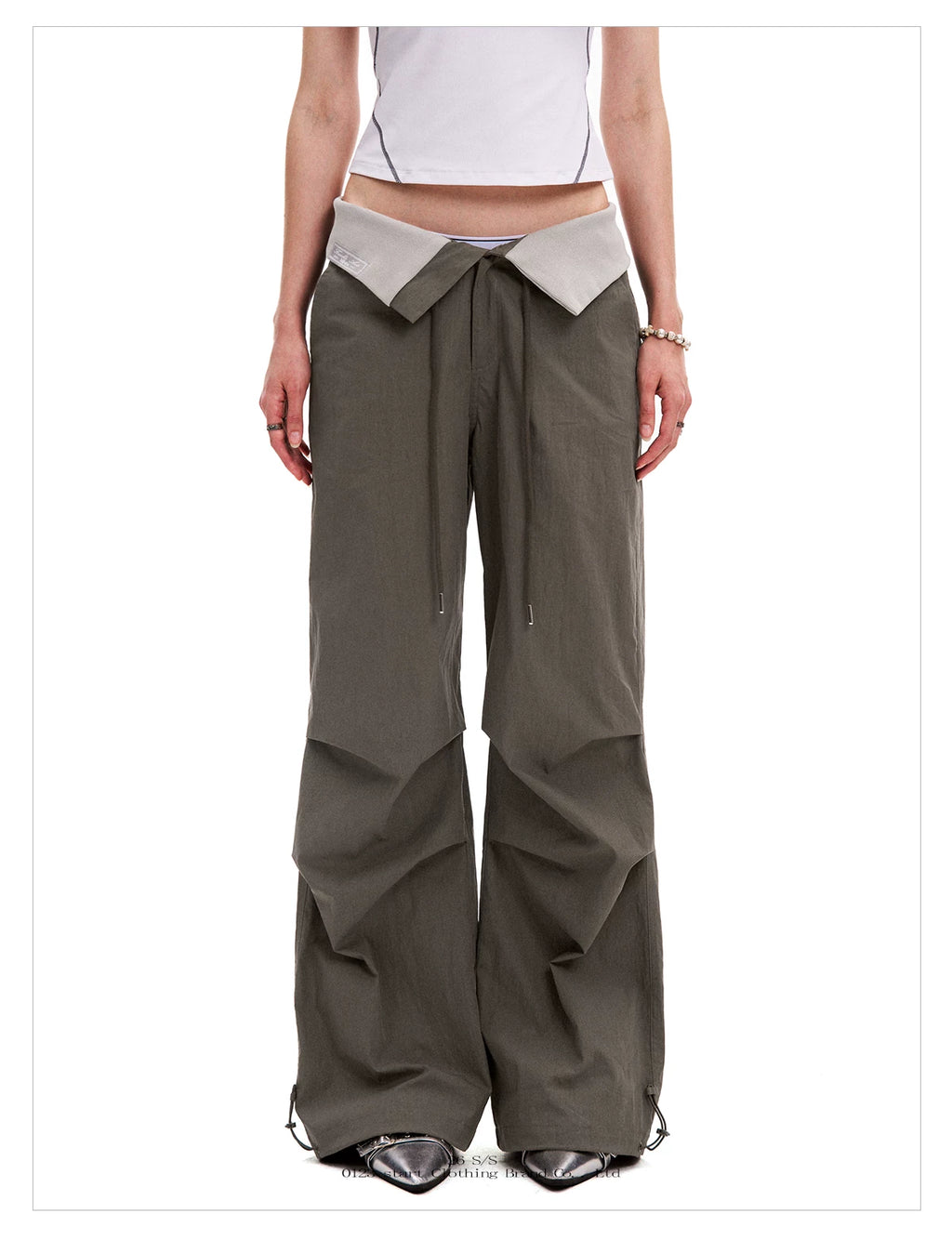 0123Start Vintage Flanged Drawstring Loose Overalls