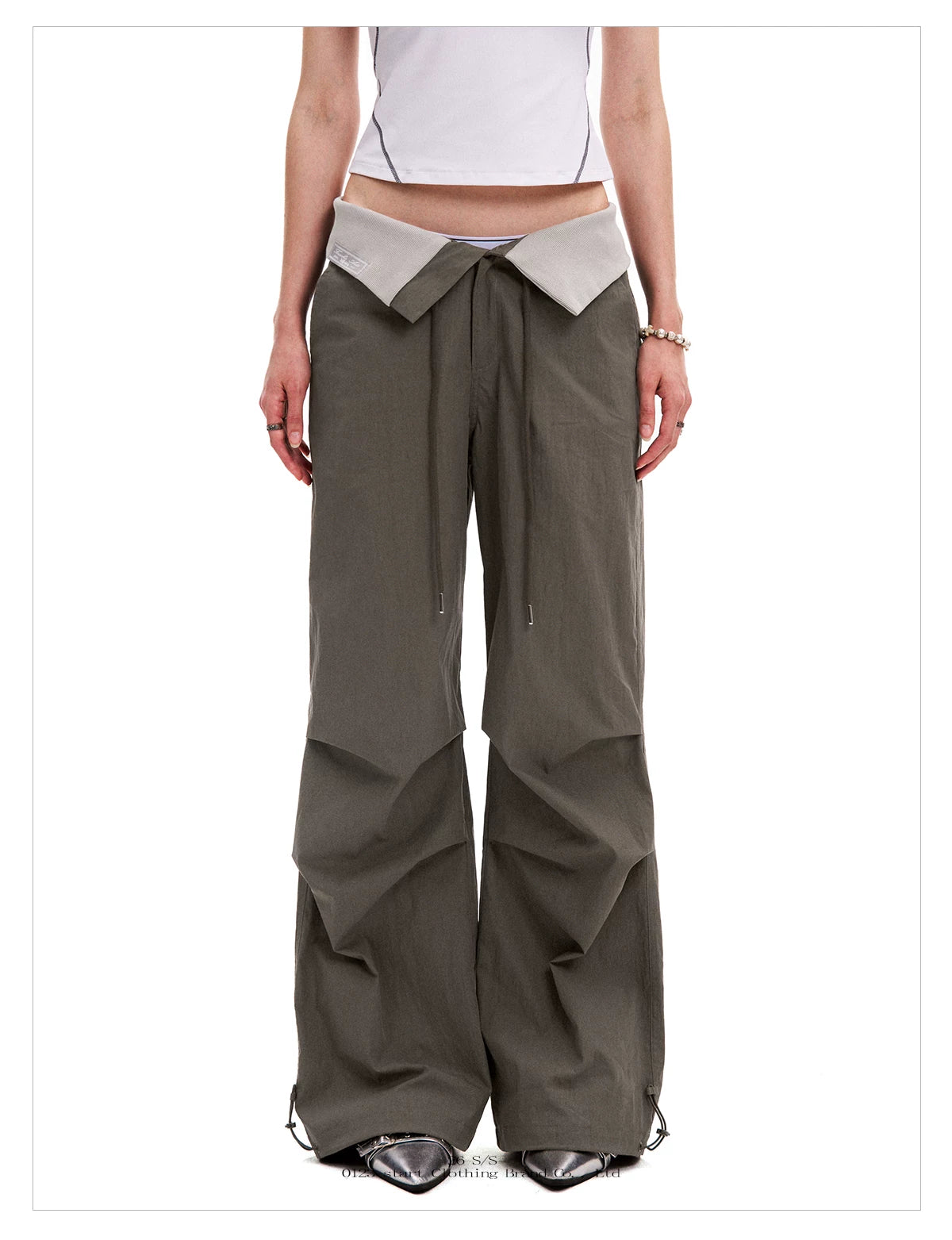 0123Start Vintage Flanged Drawstring Loose Overalls