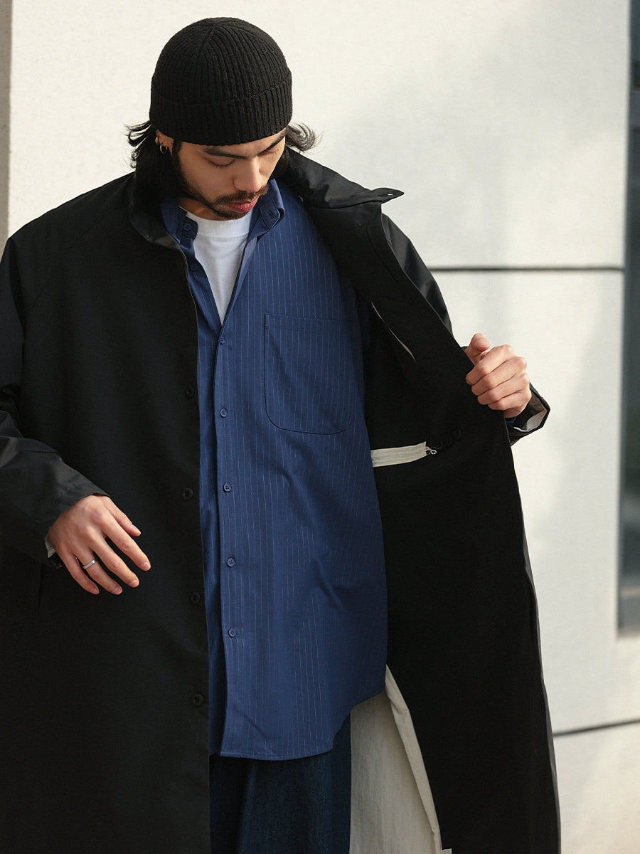 NOEARS Japanese Retro Shoulder Sleeve Stand-up Collar Long Coat