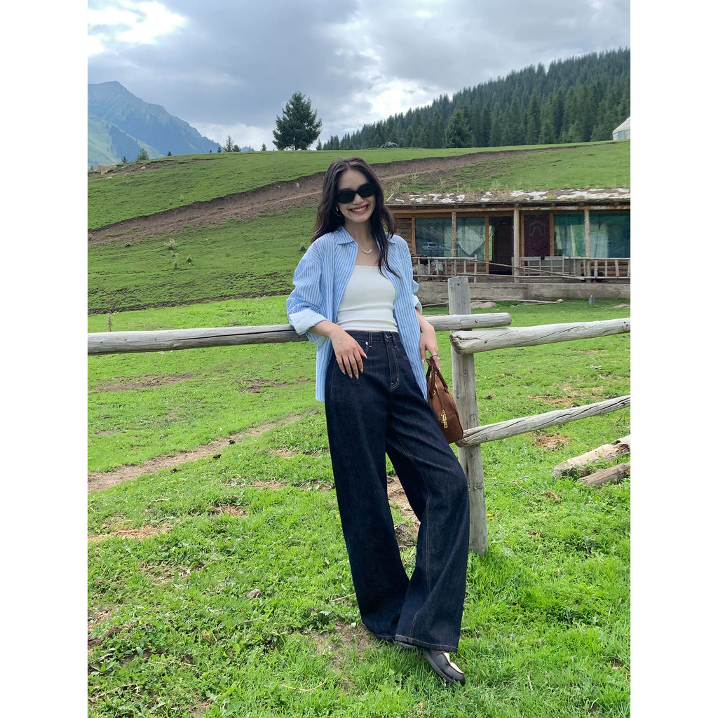 Pusumede Vintage Wide Leg Loose Skinny Straight Jeans