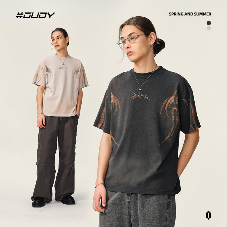 #OVDY 270g heavy tie dye shoulder round neck tee