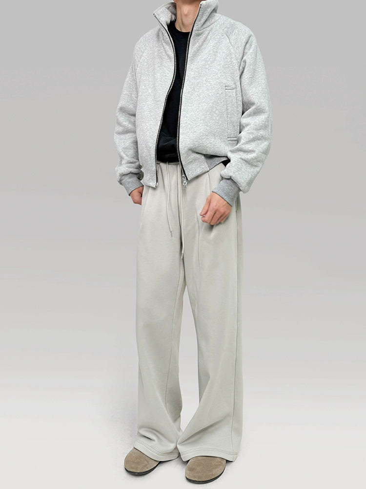 PLUS NO LOGO Fleece Stand-up Collar Jacket Zipper Jacket