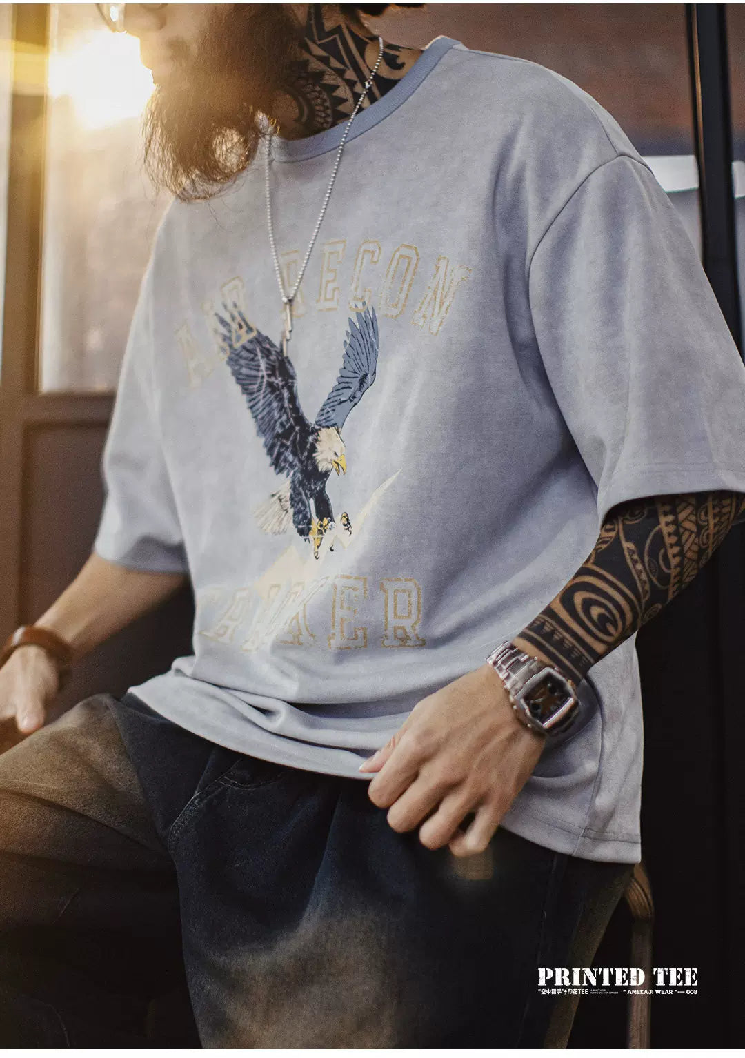 MADEN Retro Crew Neck Knitted Casual Tee