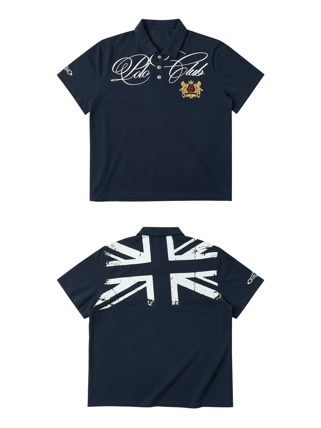 SAXGENWON Vintage Embroidery Front Shoulder Polo Tee