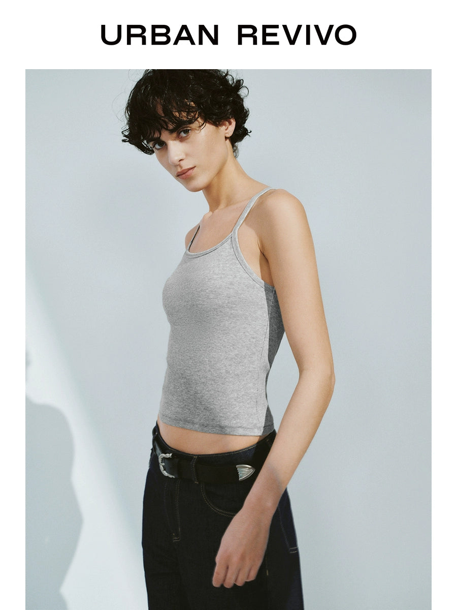 URBAN REVIVO Casual Basic Versatile Solid Color Slim-fit Vest