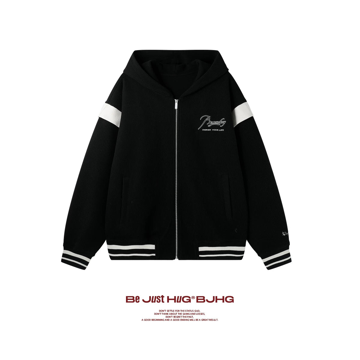 BJHG Corduroy Contrast Fake Two-piece Hooded Jacket