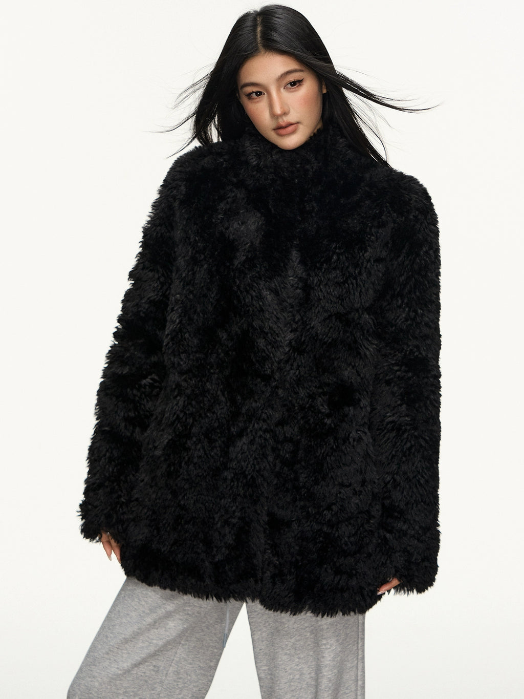 Anna Aneae Lamb Wool Loose Mid-length Coat