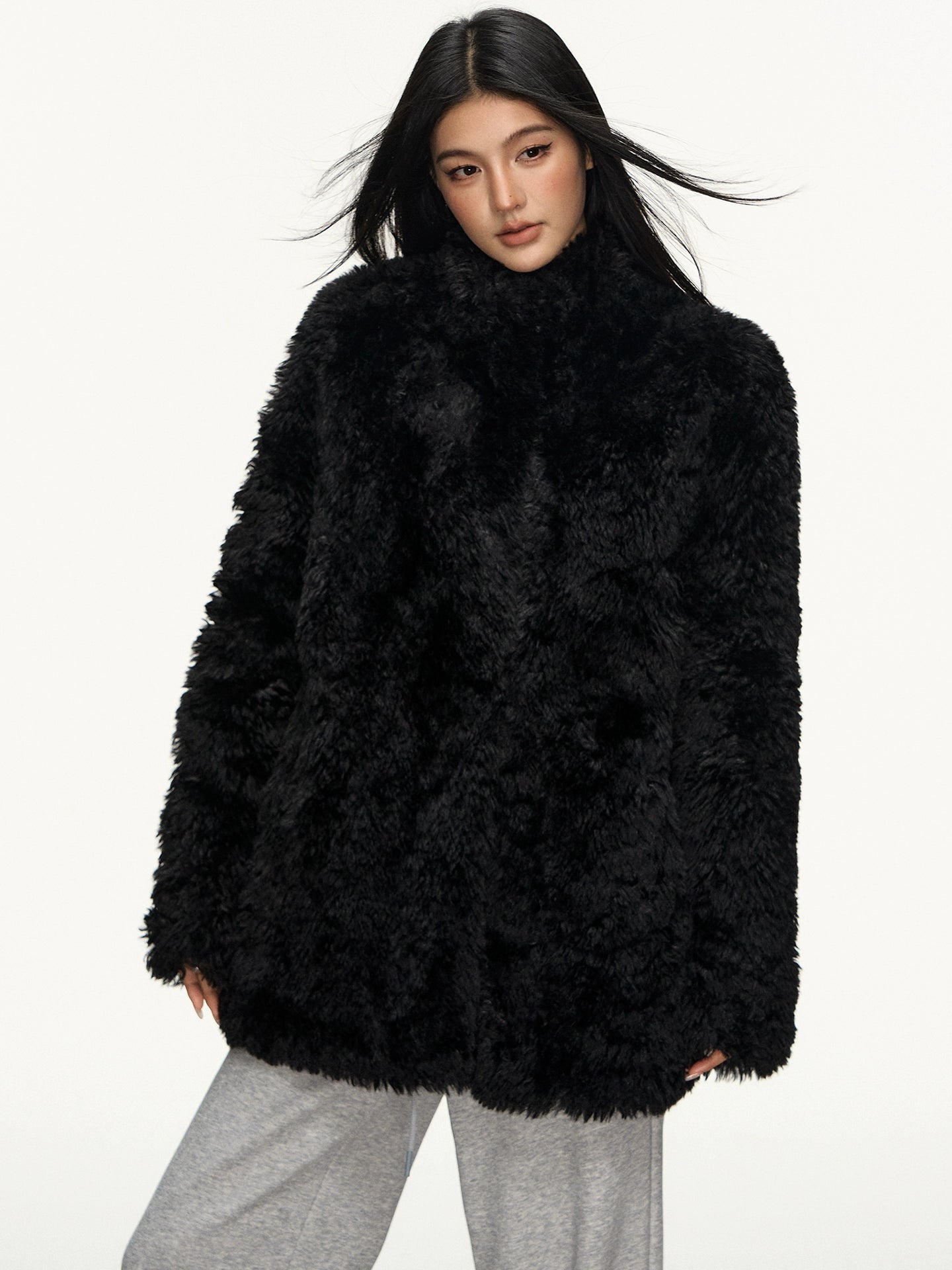 Anna Aneae Lamb Wool Loose Mid-length Coat