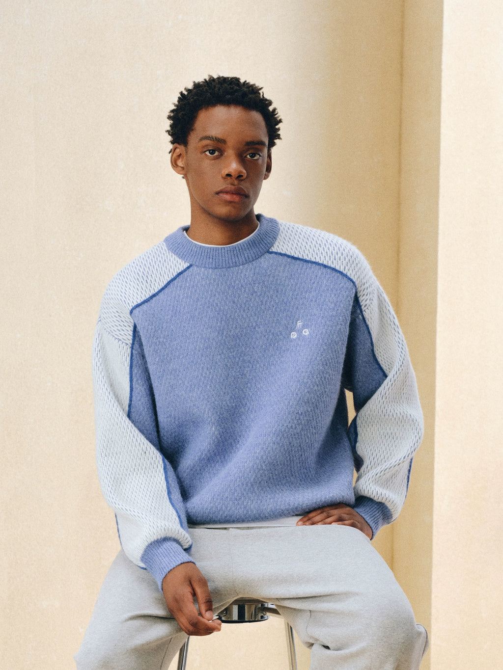 FPA Contrasting Logo Splicing Double-sided Cotton Sweater