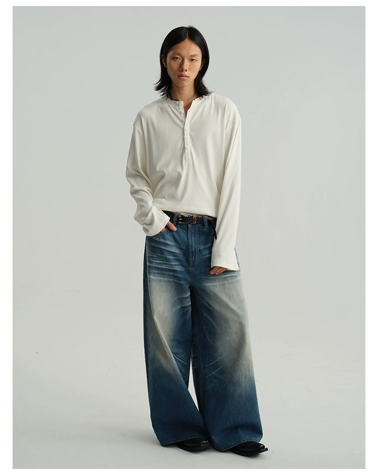 JCAESAR Henry Collar Soft and Comfortable Versatile Long Sleeves