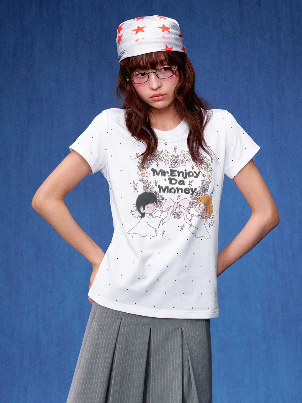 MEDM Casual Polka Dot Floral Versatile Tee