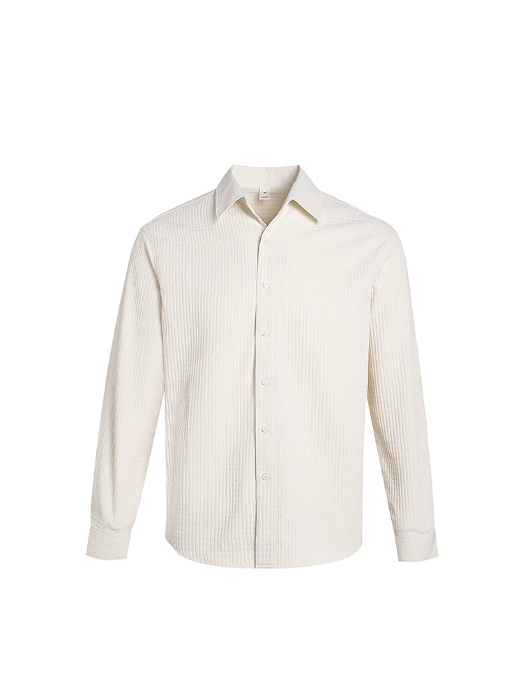 PUBLICRADIO Waffle Collar Long-sleeved Shirt