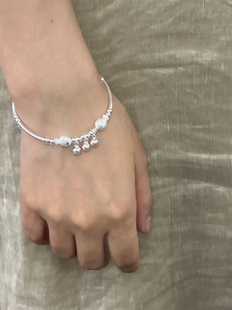 NO SOLUTION Plain Silver Fish Bell Bracelet